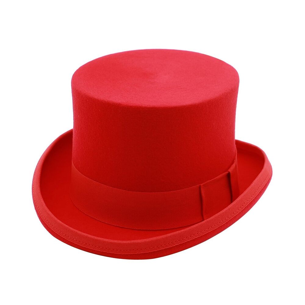 7585 Top Hats Wool Tall Top Hat Satin Lined Party Dress Hat Black Topper